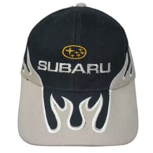 Subaru Baseball Cap Black Gray OS Embroidered Flames Adjustable Strapback Hat